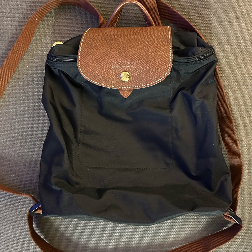 Longchamp Black and Brown Backpack